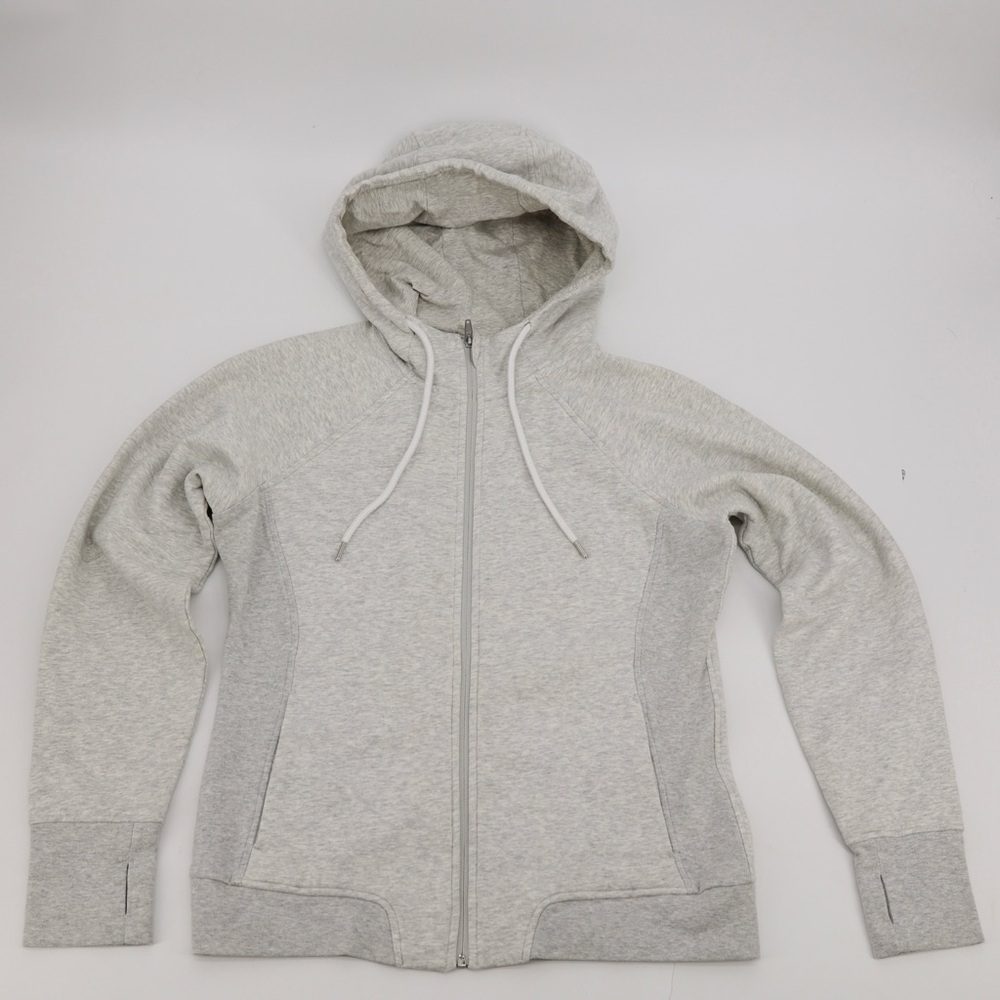 Stori Womens Gray Zip Hoodie Soft Knit Drawstring Casual Size 10